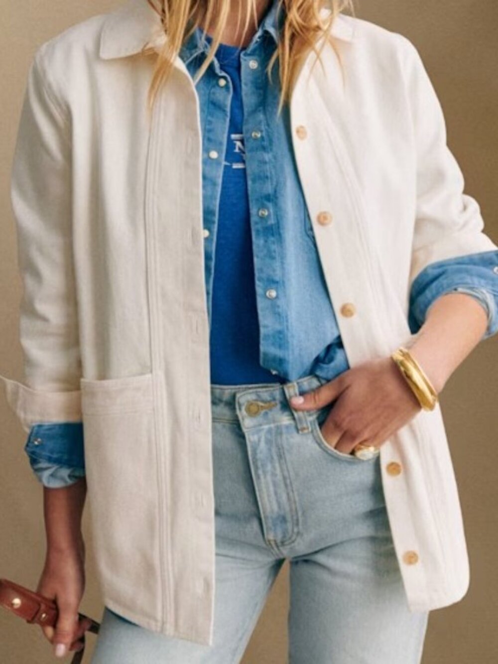 Sezane Will Jacket, Ecru, Size M